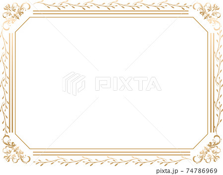 アンティークでおしゃれな四角のフレーム 横 のイラスト素材