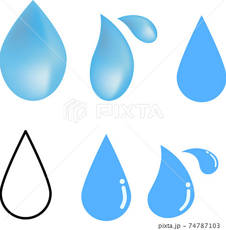水・水滴・汗の装飾素材セット 74787103