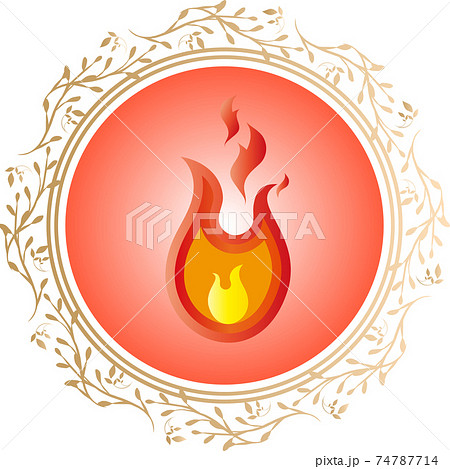 キャラクター ゲームの炎属性アイコンのイラスト素材