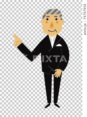 人的物質。黨的圖像例證。一套正式衣服的老人。 74787958