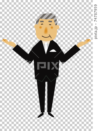 人的物質。黨的圖像例證。一套正式衣服的老人。 74787959