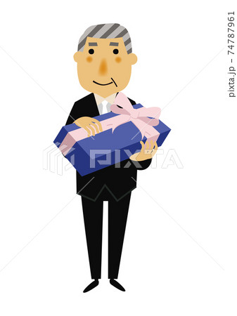 人物の素材。 パーティーのイメージイラスト。 フォーマルスーツのシニア男性。 74787961