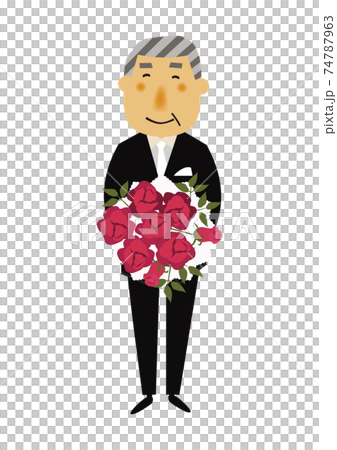 人物の素材。 パーティーのイメージイラスト。 フォーマルスーツのシニア男性。 人物の素材。 パーティーのイメージイラスト。 フォーマルスーツのシニア男性。 74787963