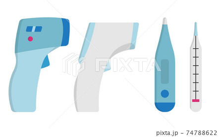 Collection Set of Medical Thermometer Simple Icon. Vector Illustration 74788622