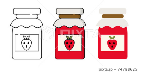 Strawberry jam jar. Simple food icon in trendy style isolated on white background for web apps and mobile concept. Vector Illustration 74788625
