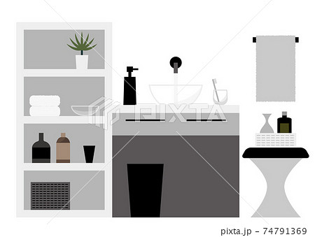 グレーの洗面所 イラストのイラスト素材 グレーの洗面所 イラストのイラスト素材