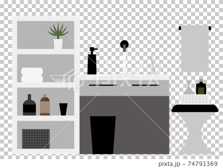 グレーの洗面所 イラストのイラスト素材