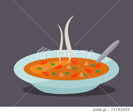 Hot vegetable soup vector illustration 74792004