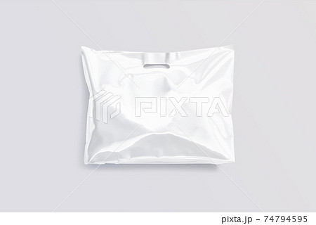 Blank white die-cut full plastic bag with handle hole mockup 74794595