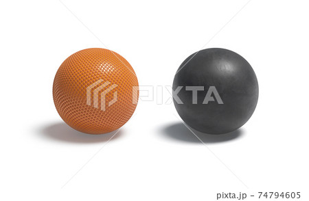 Blank orange and black rubber basketball ball mockup set 74794605