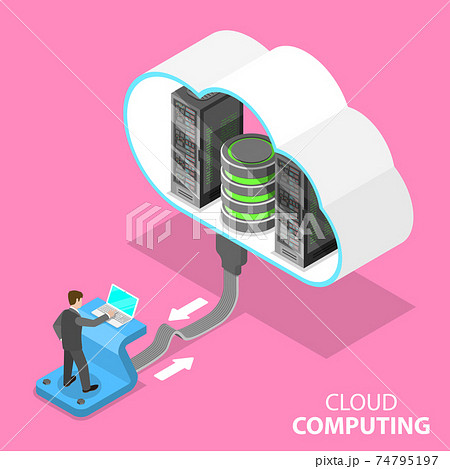 Cloud computing technology isometric flat vector concept. 74795197
