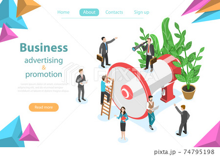Business advertising and promotion isometric flat vector. Business advertising and promotion isometric flat vector. 74795198