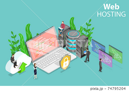 Web hosting service isometric flat vector concept. 74795204