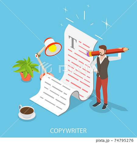 Content creating flat isometric vector conceptual illustration. 74795276