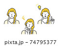 女性の表情パターンセット素材 74795377