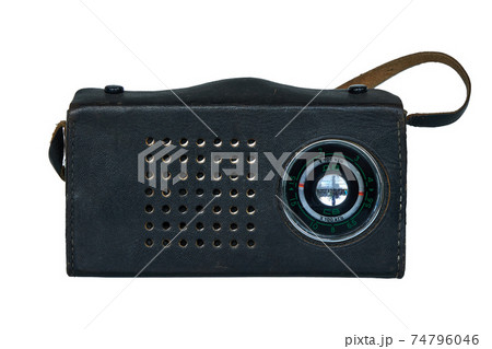Old soviet radio in a leather case isolated on white background Old soviet radio in a leather case isolated on white background 74796046