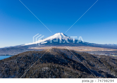 富士山　富士北麓　景色　山中湖　雪 74798294