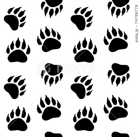 Vector seamless pattern of bear paw footprint 74798778