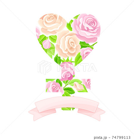 Rose Flower Buds Framed in the Shape of Female Gender Sign and Heart as International Women s Day Holiday Symbol Vector Composition 74799113