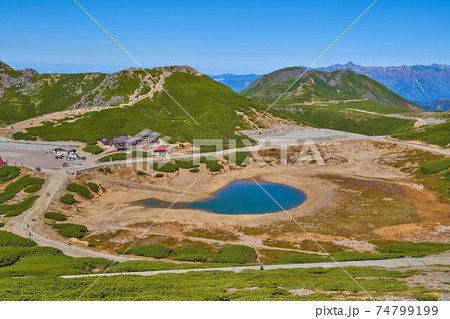 岐阜県(長野県)乗鞍岳の富士見岳の中腹から北側(魔王岳,山荘,四ッ岳,大丹生岳,鶴ヶ池)を見る 岐阜県(長野県)乗鞍岳の富士見岳の中腹から北側(魔王岳,山荘,四ッ岳,大丹生岳,鶴ヶ池)を見る 74799199