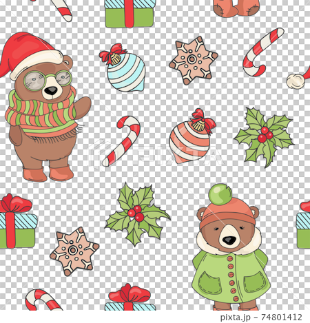 BEAR CHRISTMAS Merry Christmas And New Year Winter Animal Seamless Pattern Vector Illustration For Print BEAR CHRISTMAS Merry Christmas And New Year Winter Animal Seamless Pattern Vector Illustration For Print 74801412