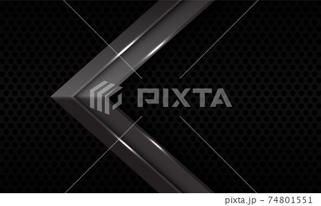 Abstract grey metallic arrow direction on black circle mesh pattern design modern futuristic background vector illustration. Abstract grey metallic arrow direction on black circle mesh pattern design modern futuristic background vector illustration. 74801551