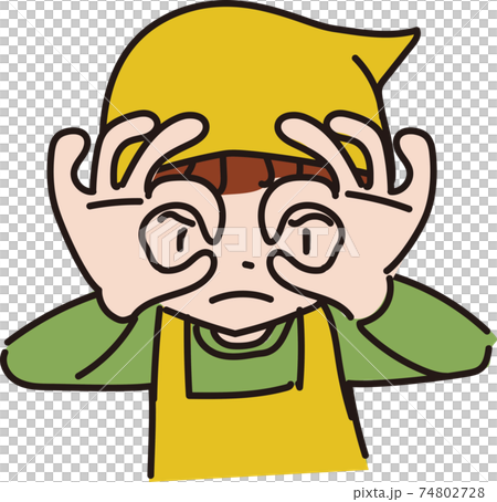 お掃除をするときよく観察している人のイラストのイラスト素材