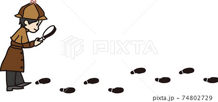子供探偵と足跡のイラスト 74802729