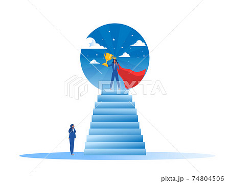 Businesswoman Watches his dream with impower woman about Victory. Success. Leadership Career Concept Businesswoman Watches his dream with impower woman about Victory. Success. Leadership Career Concept 74804506
