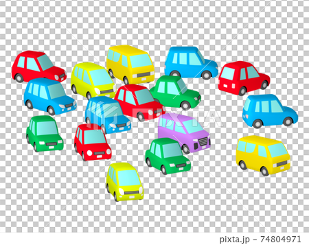 カラフルなイラスト 自動車の混雑 1 2 のイラスト素材