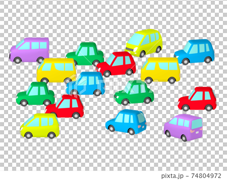 カラフルなイラスト 自動車の混雑 1 1 のイラスト素材