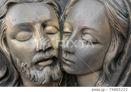Bronze Statue of Jesus and Virgin Mary 74805222