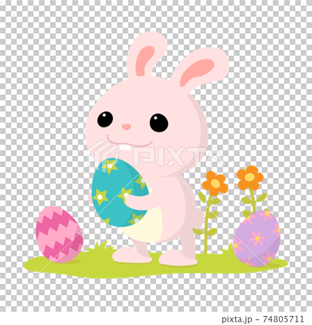 イースター 卵を運ぶうさぎのイラスト素材 [74805711] - PIXTA
