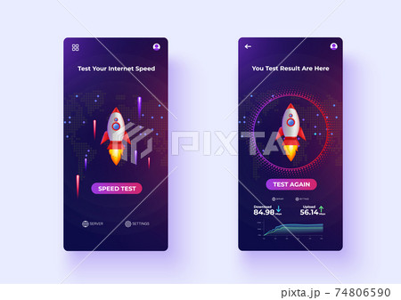 Mobile Apps Internet Speed Test UX/UI Design Vector 74806590