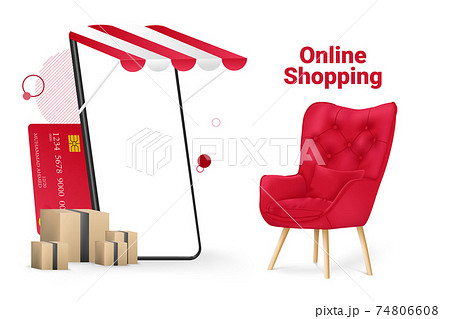 Online Shopping Store and Mobile Mockup Template Vector Illustration 74806608