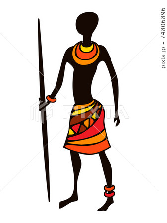 Illustration of stylized African male hunter warrior. Illustration of stylized African male hunter warrior. 74806896