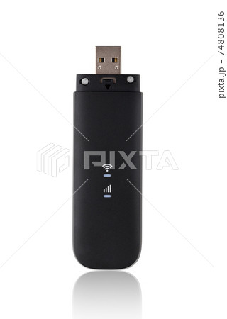 Portable usb modem on a white background. 4g modem isolated on white background. 74808136