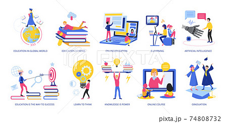 Set of Education concepts, flat design vector illustration Set of Education concepts, flat design vector illustration 74808732