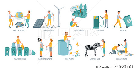 Set of Ecology concepts, flat design vector illustration 74808733