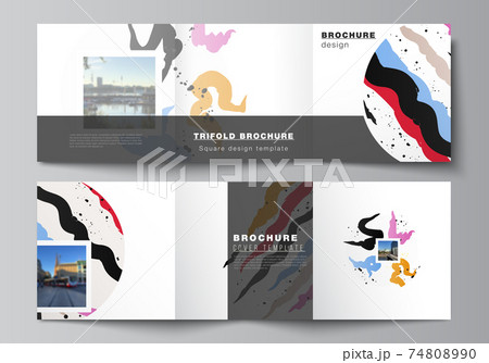 Vector layout of square covers design templates for trifold brochure, flyer, magazine, cover design, book design, brochure cover, creative agency, corporate, business, portfolio, pitch deck, startup. 74808990