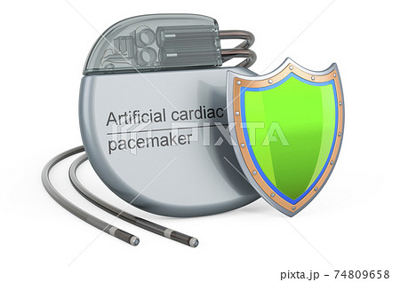 Artificial cardiac pacemaker pump with shield, 3D rendering Artificial cardiac pacemaker pump with shield, 3D rendering 74809658