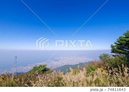 【翠波高原】ススキと川之江町俯瞰 【翠波高原】ススキと川之江町俯瞰 74811643