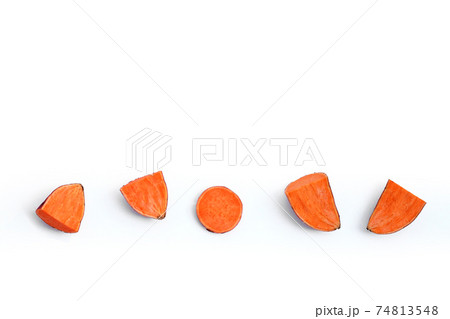 Sweet potato on white background. Top view 74813548