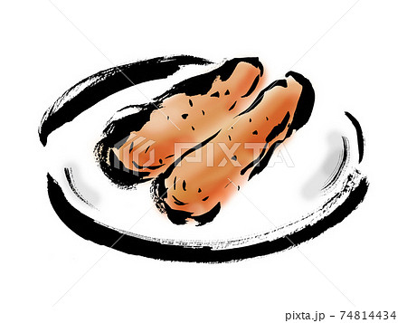 カラスミの和風手描きイラスト素材 74814434