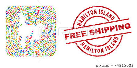 Free Shipping Watermark Badge and Hamilton Island Map Motion Hole Mosaic 74815003