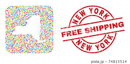 Free Shipping Watermark Badge And New York のイラスト素材