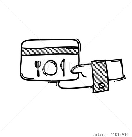 Food credit card doodle vector icon. Drawing sketch illustration hand drawn line eps10 74815916