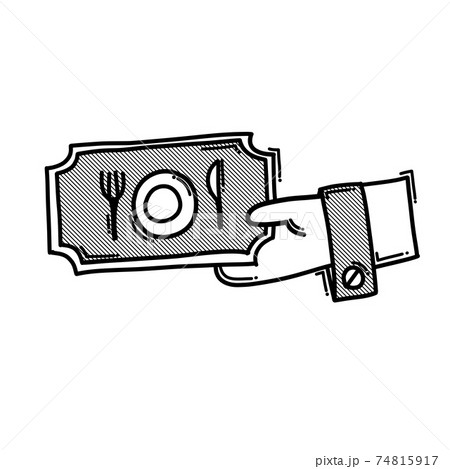 Food coupon doodle vector icon. Drawing sketch illustration hand drawn line eps10 Food coupon doodle vector icon. Drawing sketch illustration hand drawn line eps10 74815917