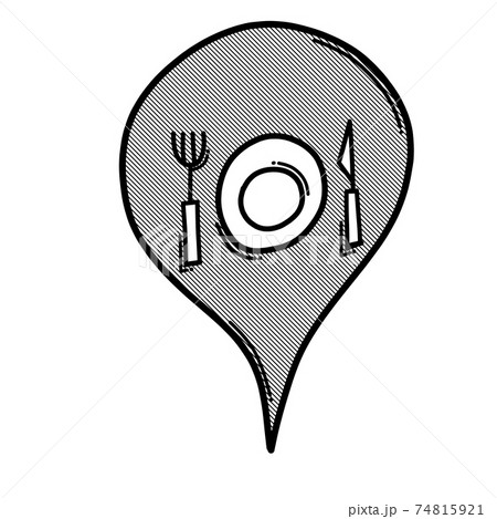 Restaurant map location doodle vector icon. Drawing sketch illustration hand drawn line eps10 Restaurant map location doodle vector icon. Drawing sketch illustration hand drawn line eps10 74815921