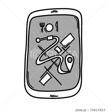 Mobile app food delivery doodle vector icon. Drawing sketch illustration hand drawn line eps10 74815925